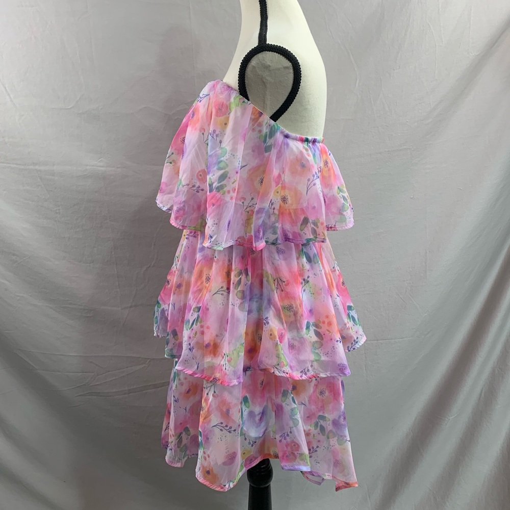 LAST ONE π₯ Boho Floral Print Layer Hem Cami Dress Pink - Picture 9 of 10
